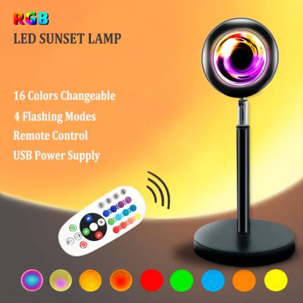 Remote Control RGB USB Sunset Projector Led Night Light Sun Projection