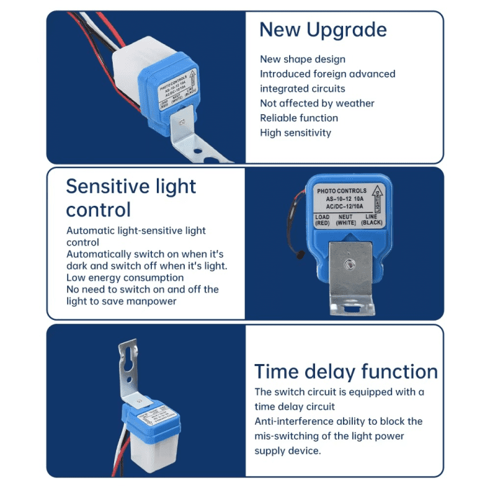 Photosensor Photocell Sensor Automatic Light Control Sun Switch (Pack ...
