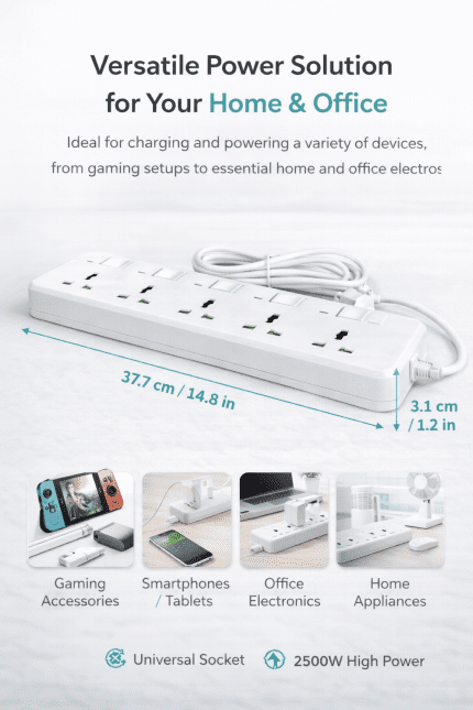 power socket extension board – 5 universal outlets